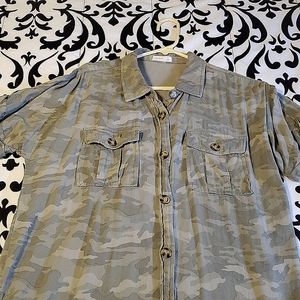 Maurices Button Down Camouflage Top